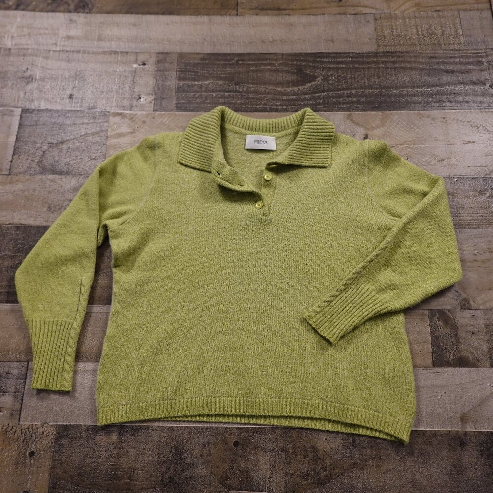 Vintage Freya wool sweater mock‎ neck collar women's large green